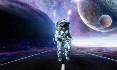 Hızlı çalışan uzay adamı. Karışık teknik