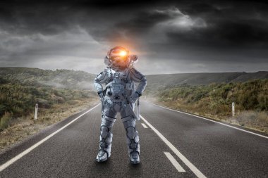 Astronot görevde. Karışık teknik