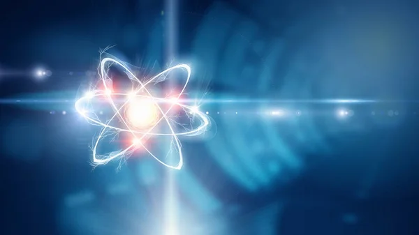 Atom molecule. Mixed media — Stock Photo, Image