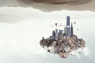 Mini şehir tasarım. Karışık teknik