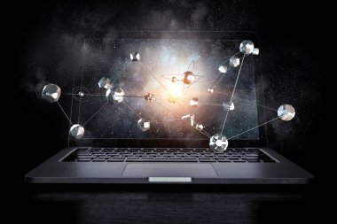 Sosyal bağlantı ve ağ. Karışık teknik