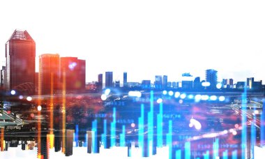 Medya Kullanıcı arabirimiyle grafikler ve diyagramlar üzerinde modern cityscape