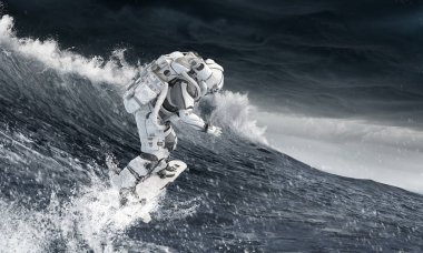 Yönetim Kurulu uçan üzerinde uzay adamı. Karışık teknik