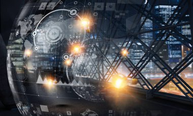 Yenilikçi teknoloji arka plan. Karışık teknik