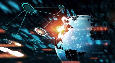 Küresel ağ ve veri değişim. 3D render