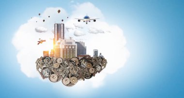 Mini şehir tasarım. Karışık teknik