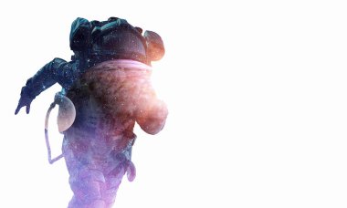 Beyaz uzay adamı. Karışık teknik