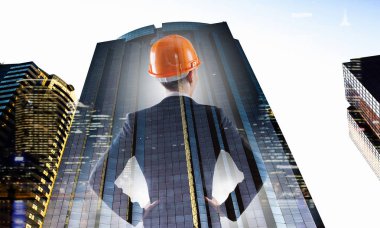 Kadın ve projesi mimar. Karışık teknik