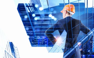 Kadın ve projesi mimar. Karışık teknik