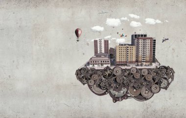 Mini şehir tasarım. Karışık teknik