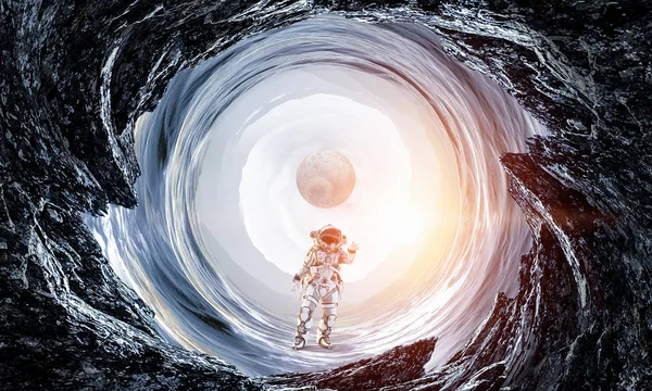 Astronaut och utrymme. Mixed media — Stockfoto