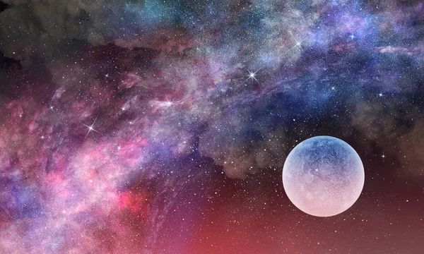 Fullmåne i natt stjärnhimmel — Stockfoto