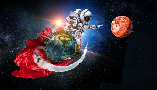 Spaceman on mission. Mixed media — Stock Photo, Image