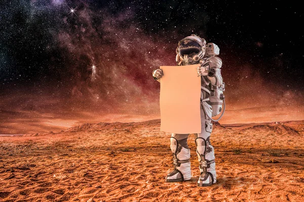Spaceman odkrywania planetę. Techniki mieszane — Zdjęcie stockowe