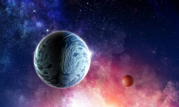 Ruimte planeten en nevel — Stockfoto