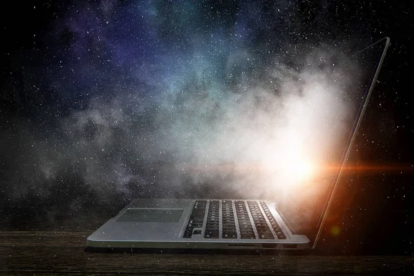 Laptop probleem of breken. Mixed media — Stockfoto