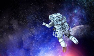 Astronot uzay görevi üzerinde. Karışık teknik