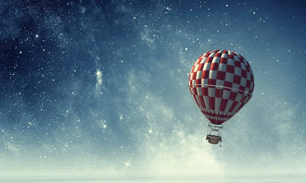 Air balloon in sky. Mixed media — Stock Photo, Image