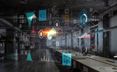 İnfographs medya paneli. Karışık teknik