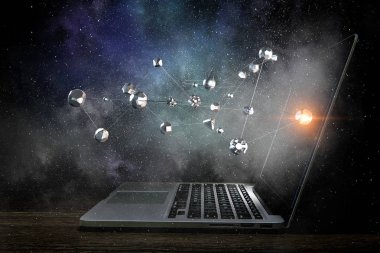 Sosyal bağlantı ve ağ. Karışık teknik