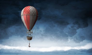 Hava Balon gökyüzünde. Karışık teknik