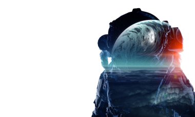 Beyaz uzay adamı. Karışık teknik