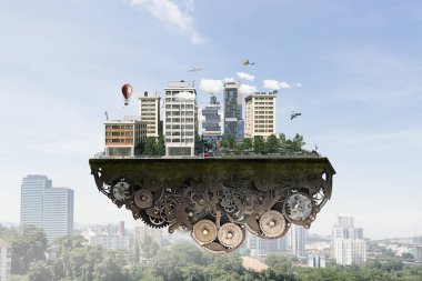 Mini şehir tasarım. Karışık teknik