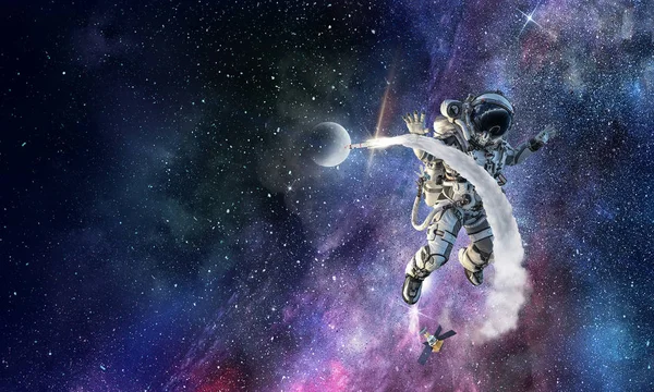 Spaceman on mission. Mixed media — Stock Photo, Image