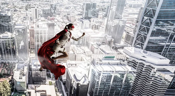 Super woman in sky — Stock Photo, Image