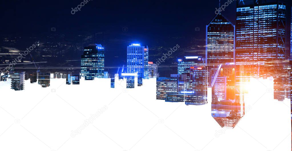 Night glowing cityscape