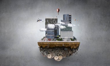 Mini şehir tasarım. Karışık teknik