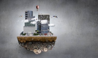 Mini şehir tasarım. Karışık teknik