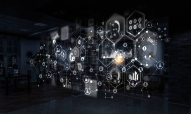 İnfographs medya paneli. Karışık teknik