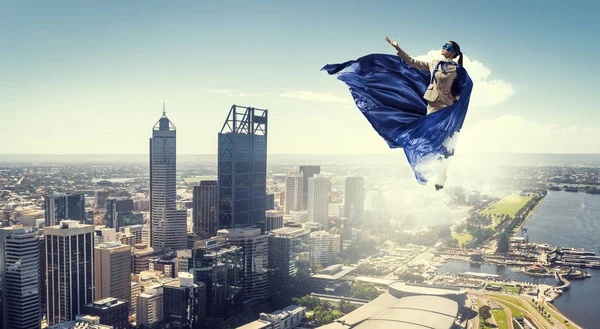 Super woman in sky — Stock Photo, Image