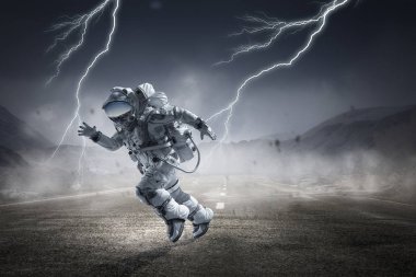 Hızlı çalışan uzay adamı. Karışık teknik