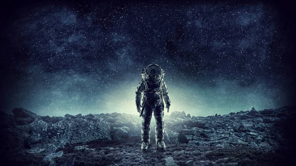 宇宙飛行士着陸惑星。ミクスト メディア — ストック写真