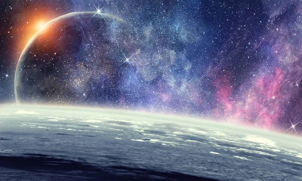 Imagem Fundo Abstrata Com Planetas Espaciais Céu Estrelado Elementos Desta — Fotografia de Stock