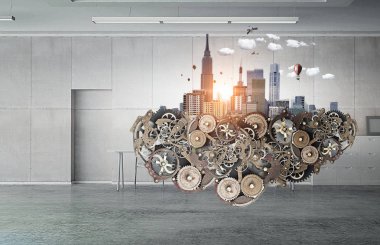 Mini şehir tasarım. Karışık teknik