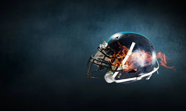 Burning rugby helmet — Stock Photo, Image
