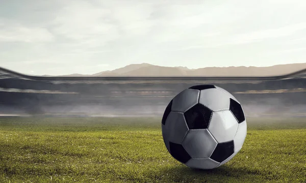 Έννοιας παιχνίδι ποδοσφαίρου. Μικτή τεχνική — Φωτογραφία Αρχείου