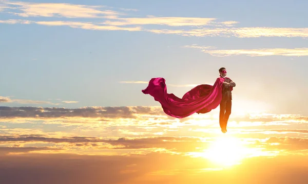 Super man in sky — Stock Photo, Image