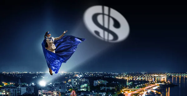 Super woman in sky — Stock Photo, Image