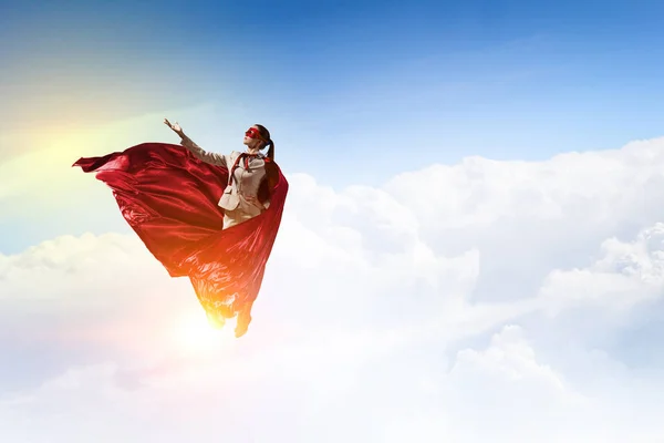 Super woman in sky — Stock Photo, Image