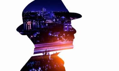 Beyaz çocuk silüeti. Karışık teknik