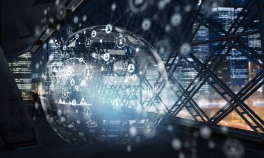 Yenilikçi teknoloji arka plan. Karışık teknik