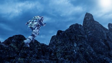 Hızlı çalışan uzay adamı. Karışık teknik