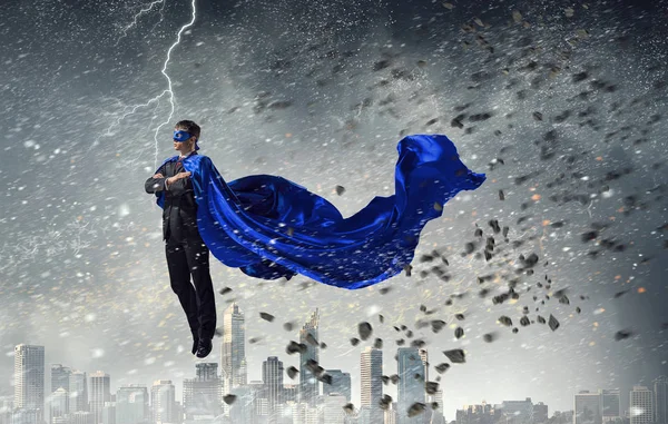 Super man in sky — Stock Photo, Image