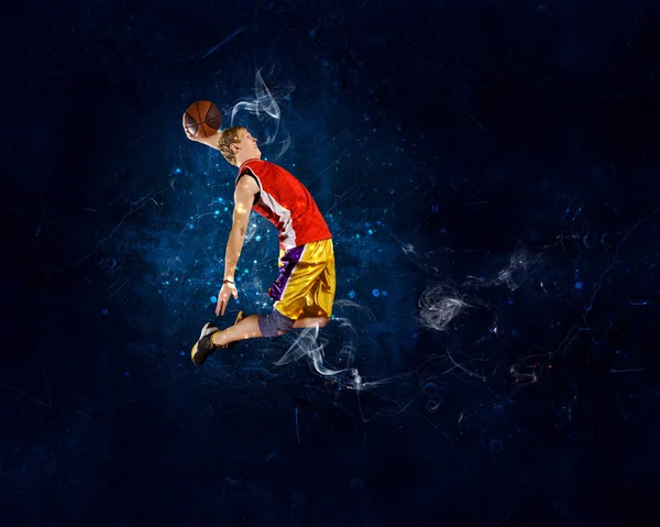 Basketball Player on Fire — Stock Photo, Image