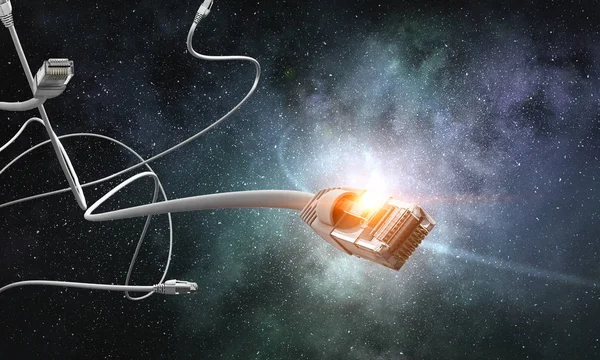 Internet Anslutning Plug Utrymme Bakgrund Delar Denna Bild Inredda Nasa — Stockfoto