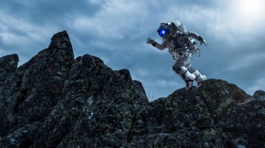 Hızlı çalışan uzay adamı. Karışık teknik